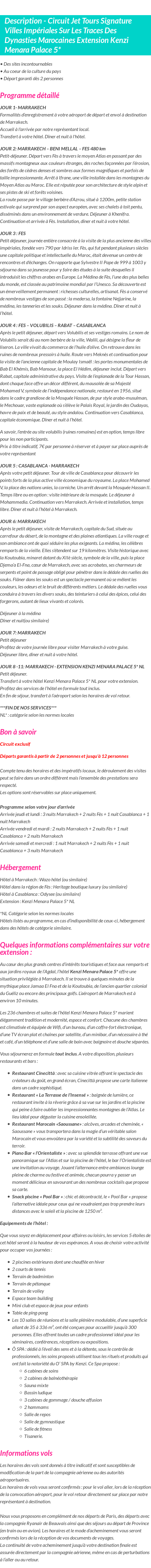 Détails du séjour
