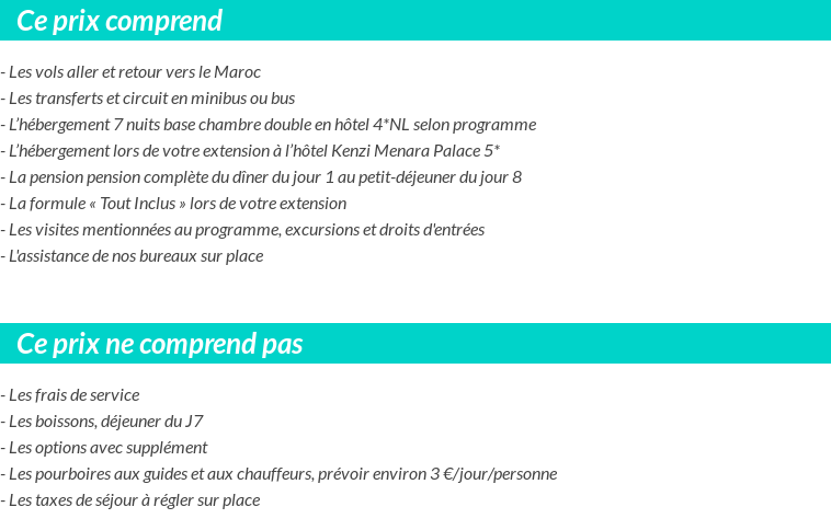 Conditions tarifaires