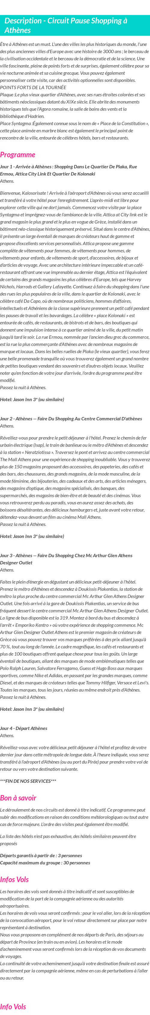 Détails du séjour