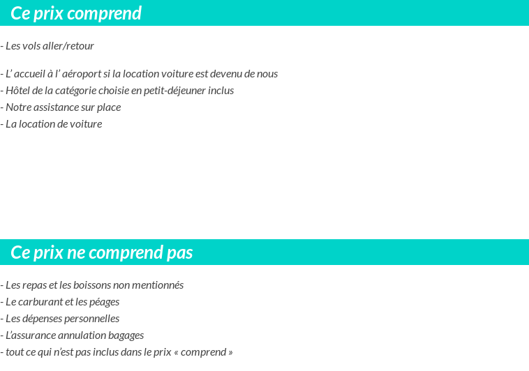 Conditions tarifaires