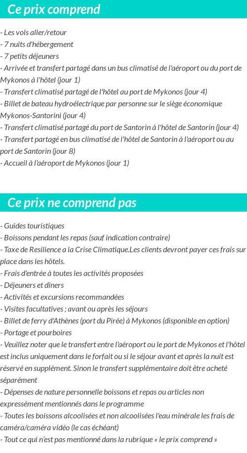 Conditions tarifaires