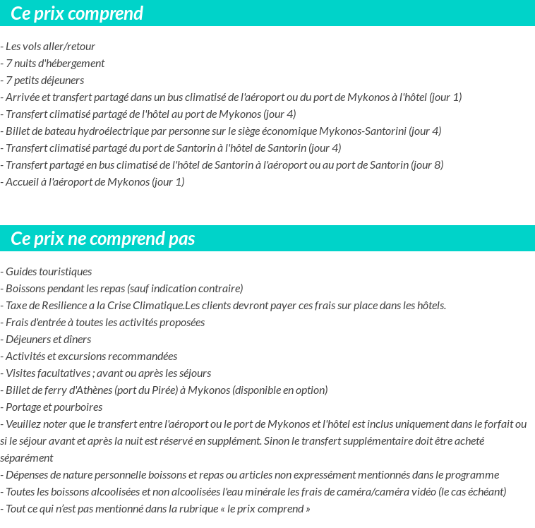 Conditions tarifaires