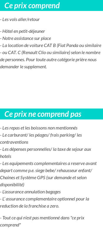 Conditions tarifaires