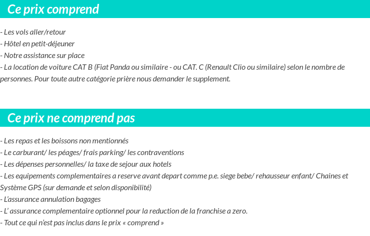 Conditions tarifaires