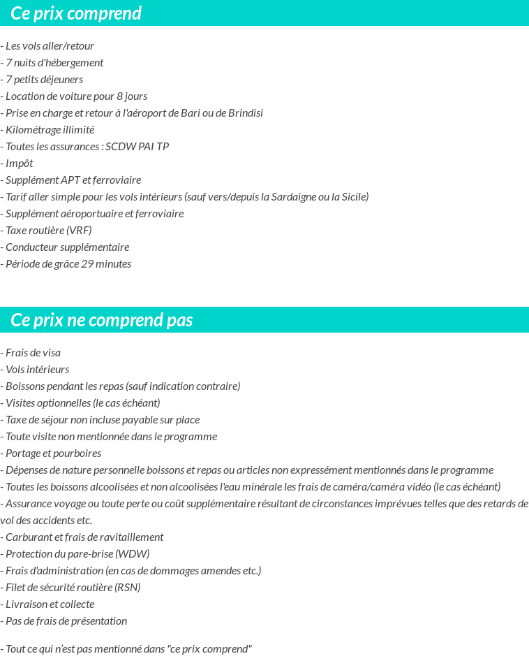 Conditions tarifaires