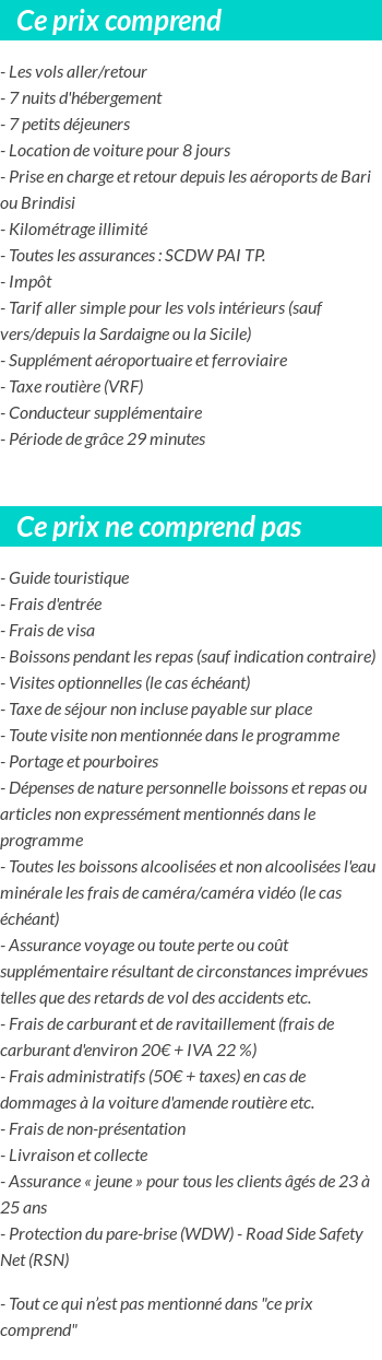 Conditions tarifaires