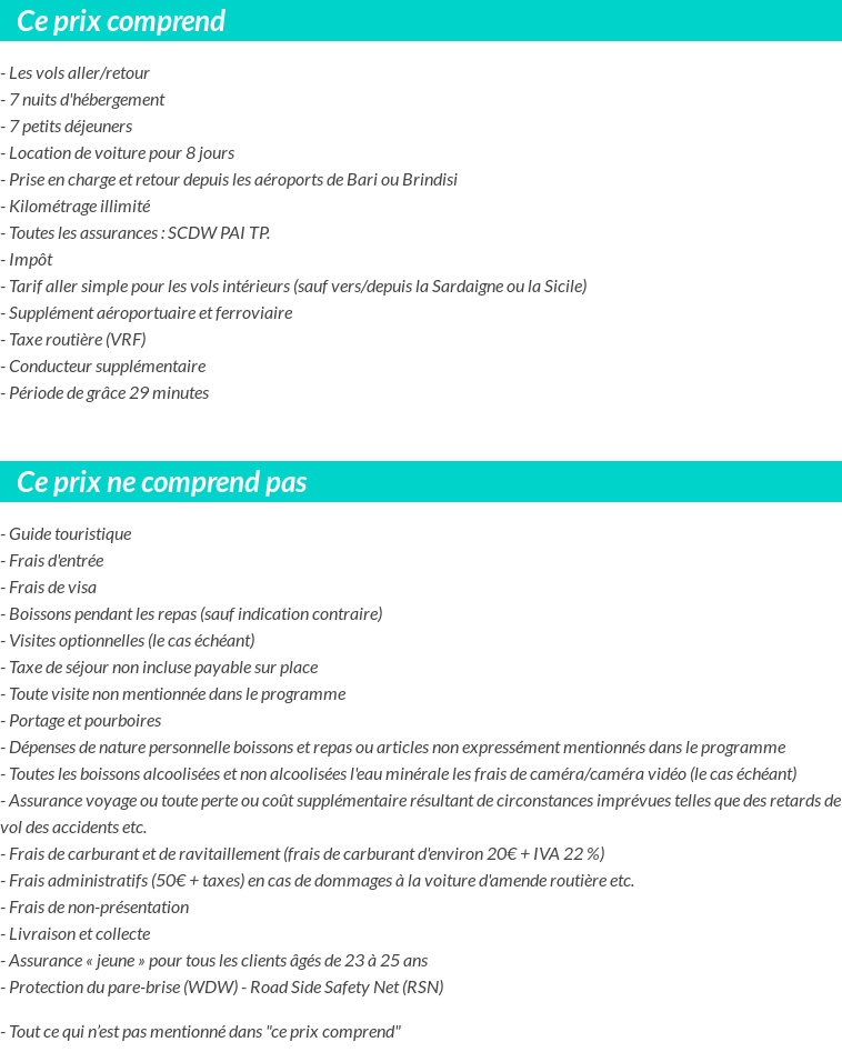 Conditions tarifaires