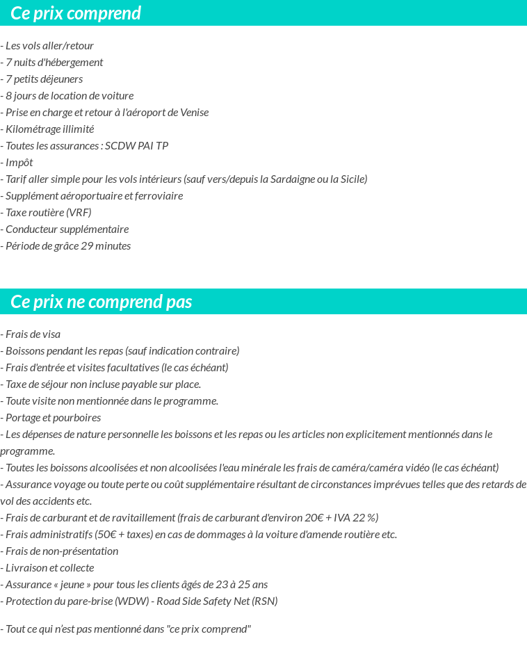 Conditions tarifaires