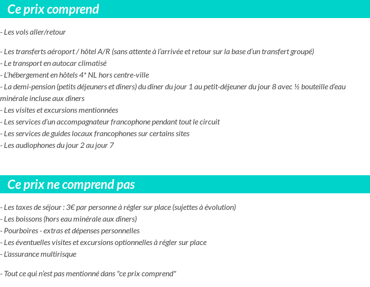 Conditions tarifaires
