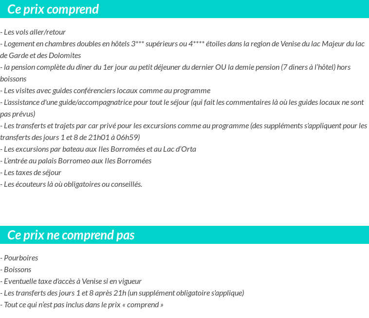 Conditions tarifaires