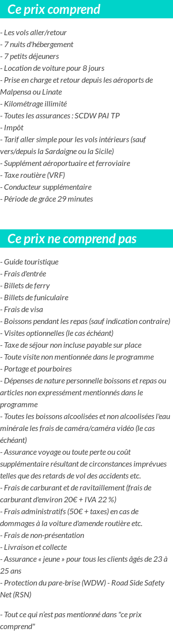 Conditions tarifaires