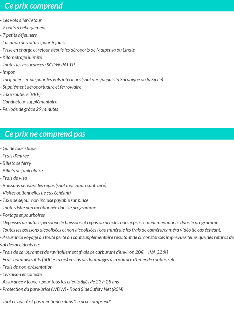 Conditions tarifaires