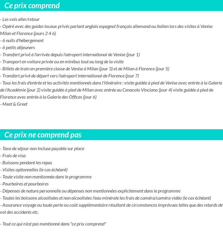 Conditions tarifaires