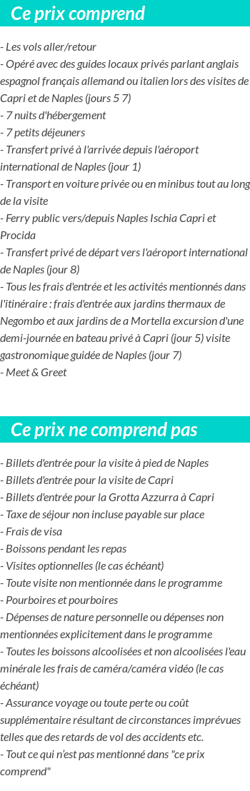 Conditions tarifaires