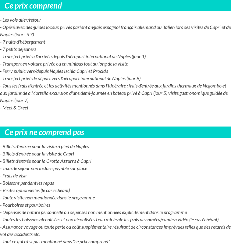 Conditions tarifaires