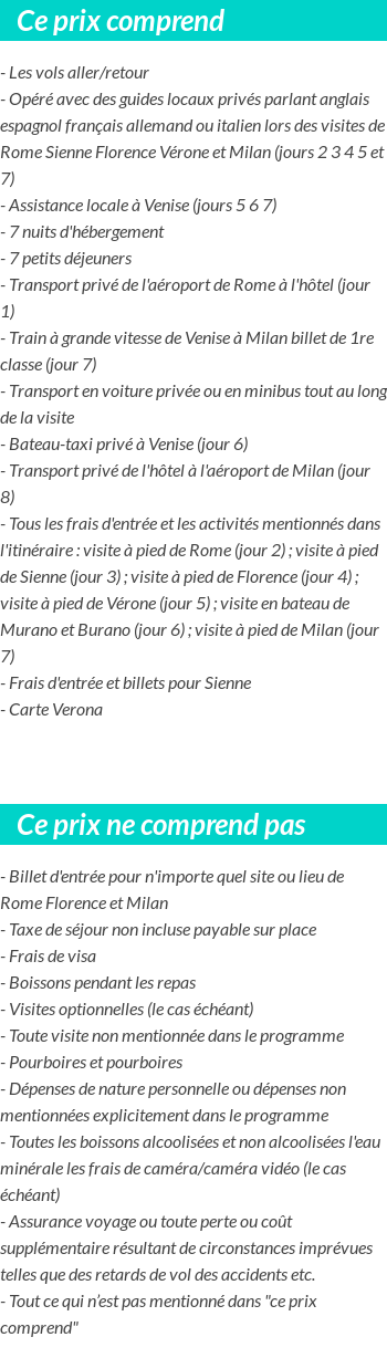 Conditions tarifaires