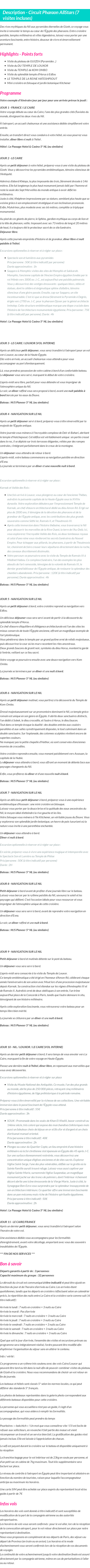 Détails du séjour