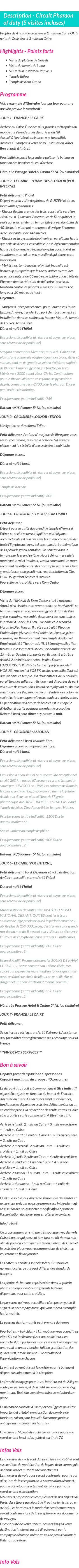 Détails du séjour