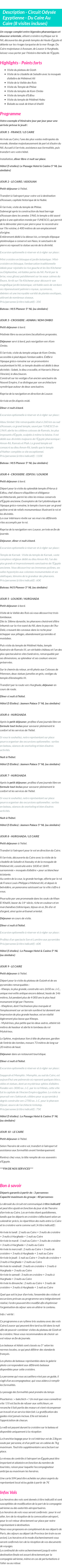 Détails du séjour