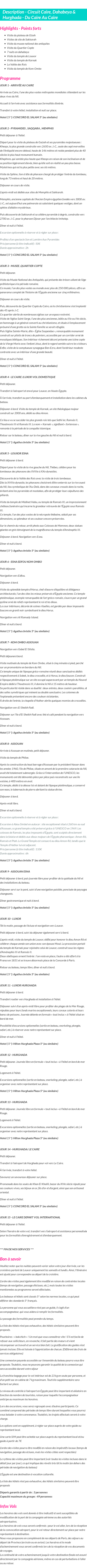 Détails du séjour