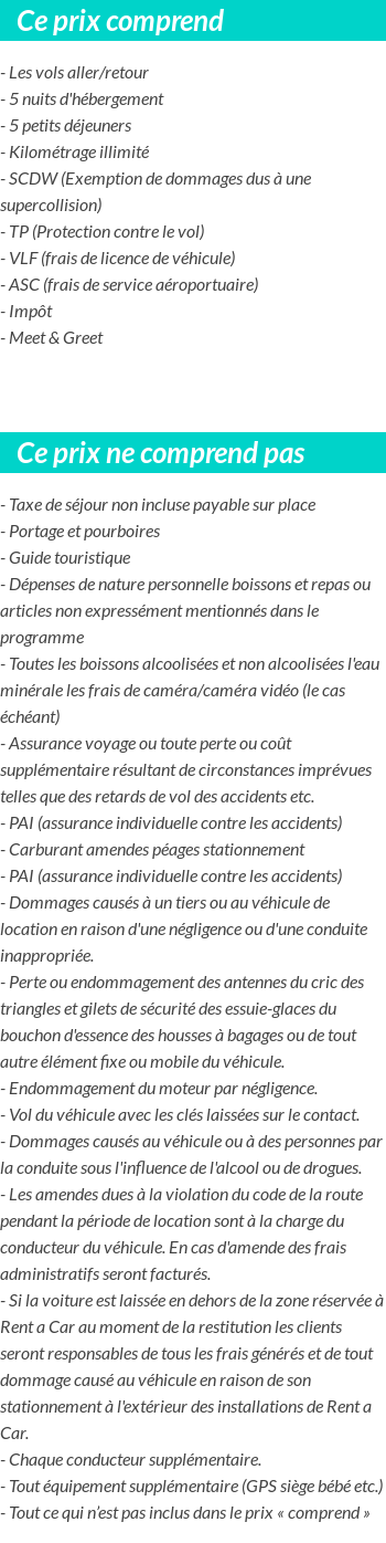 Conditions tarifaires