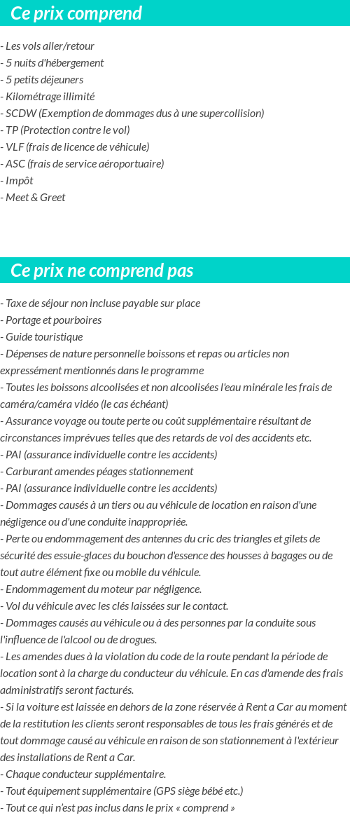 Conditions tarifaires