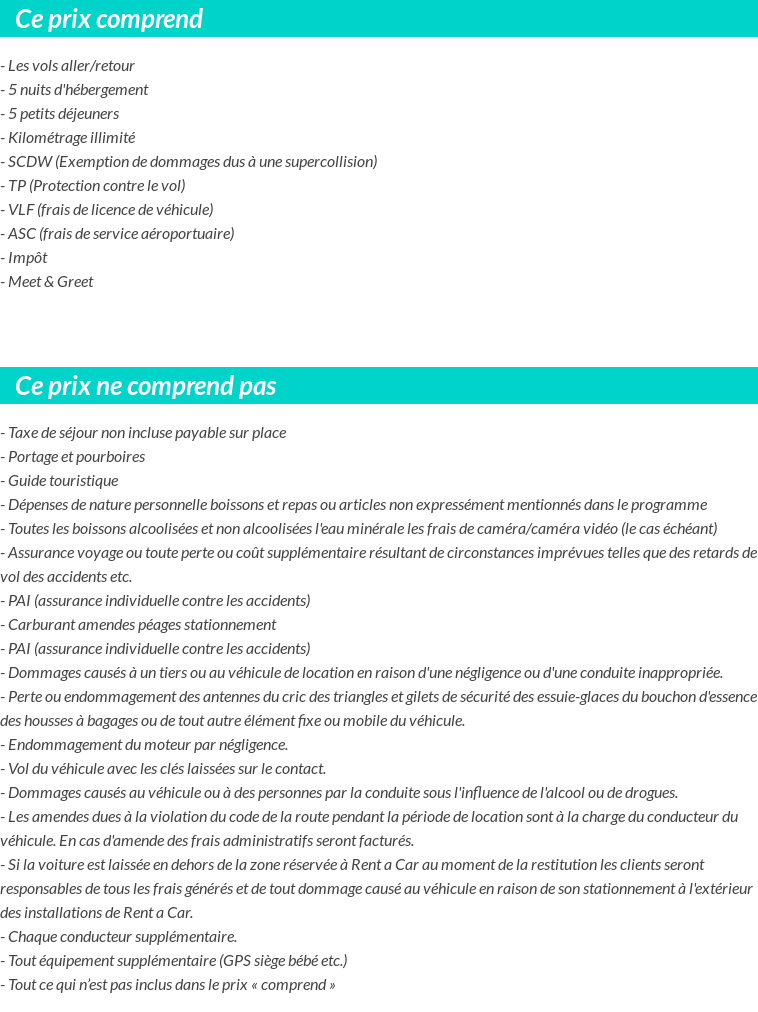 Conditions tarifaires