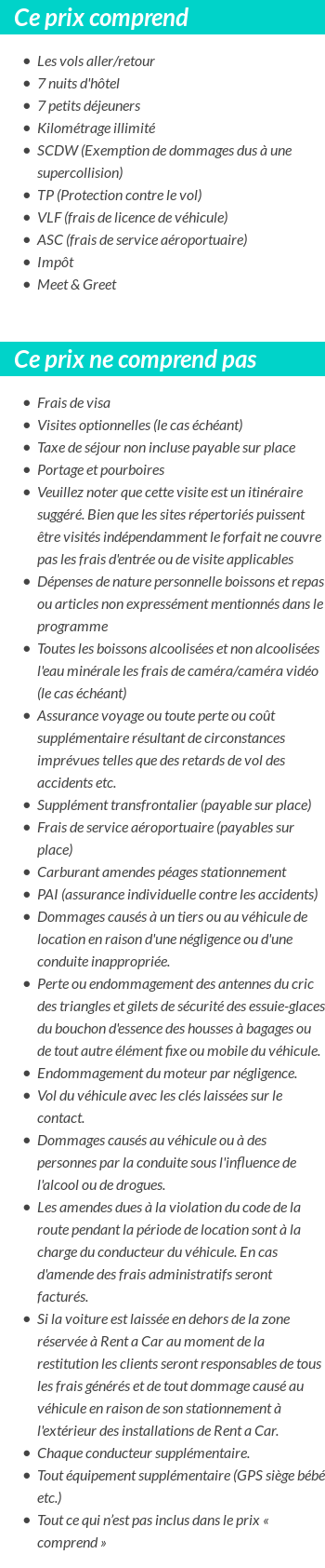 Conditions tarifaires