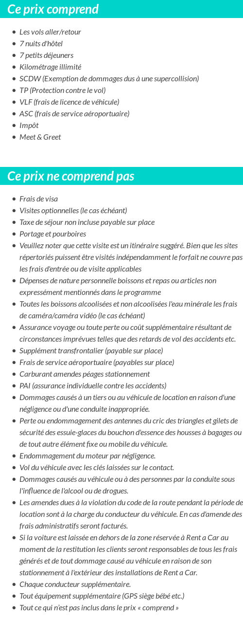 Conditions tarifaires