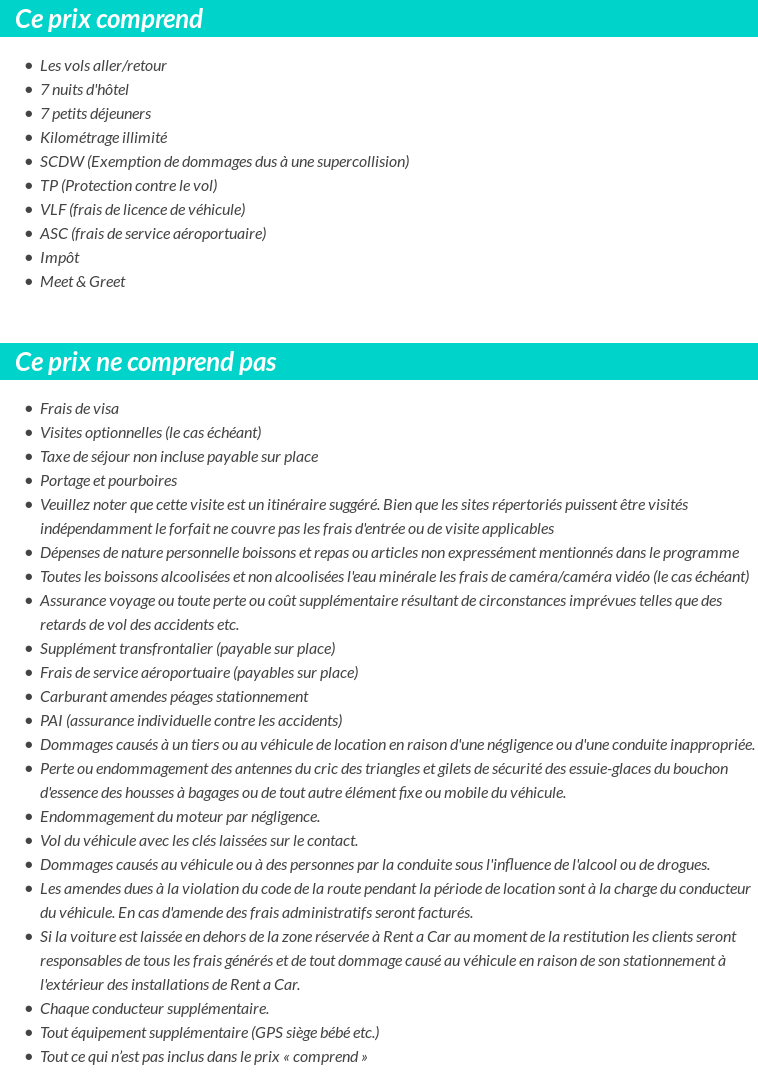 Conditions tarifaires