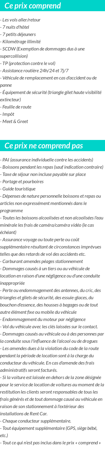 Conditions tarifaires