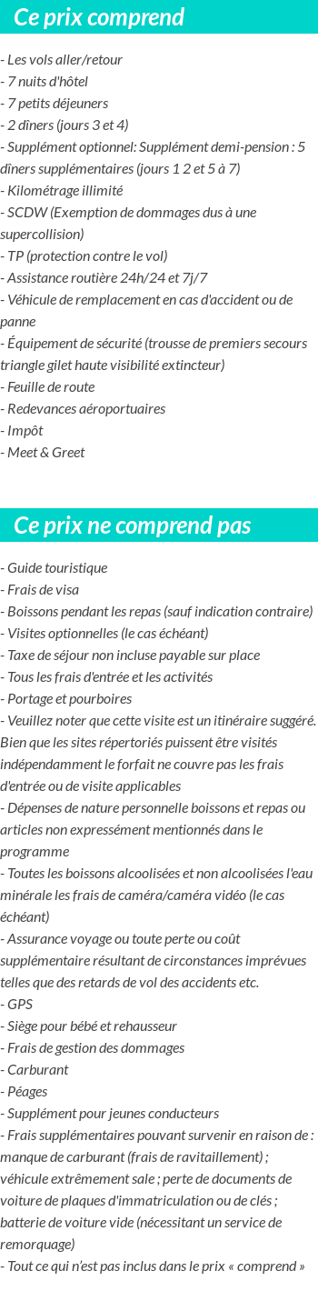 Conditions tarifaires