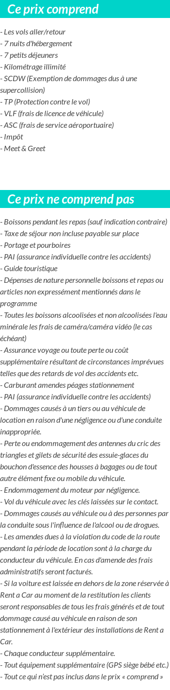 Conditions tarifaires