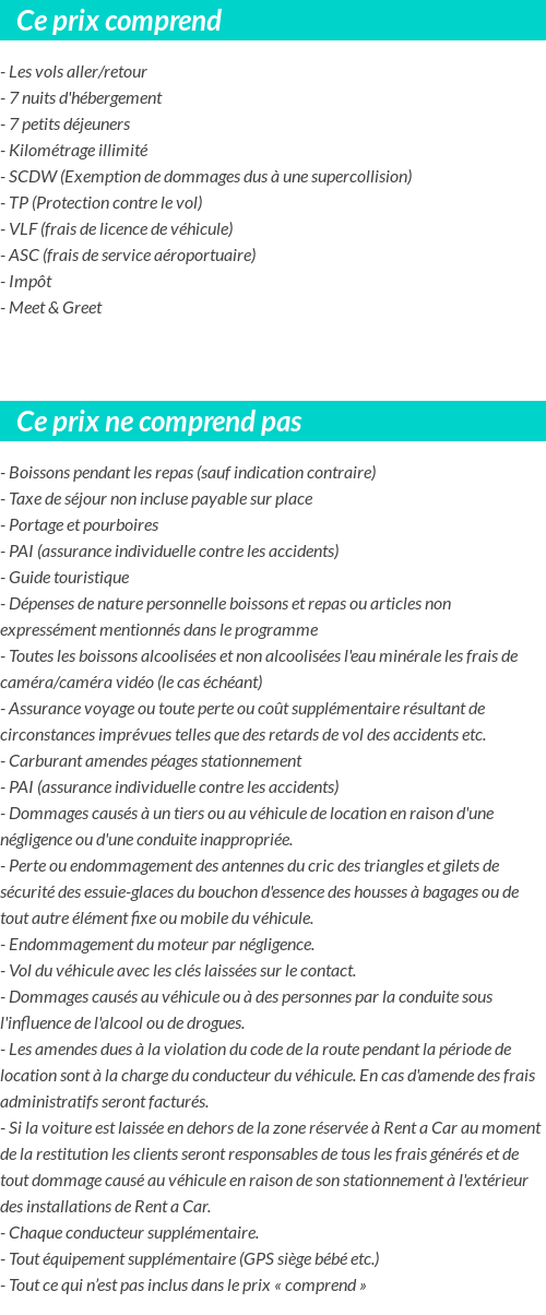 Conditions tarifaires