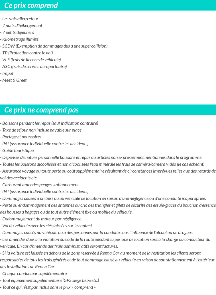 Conditions tarifaires