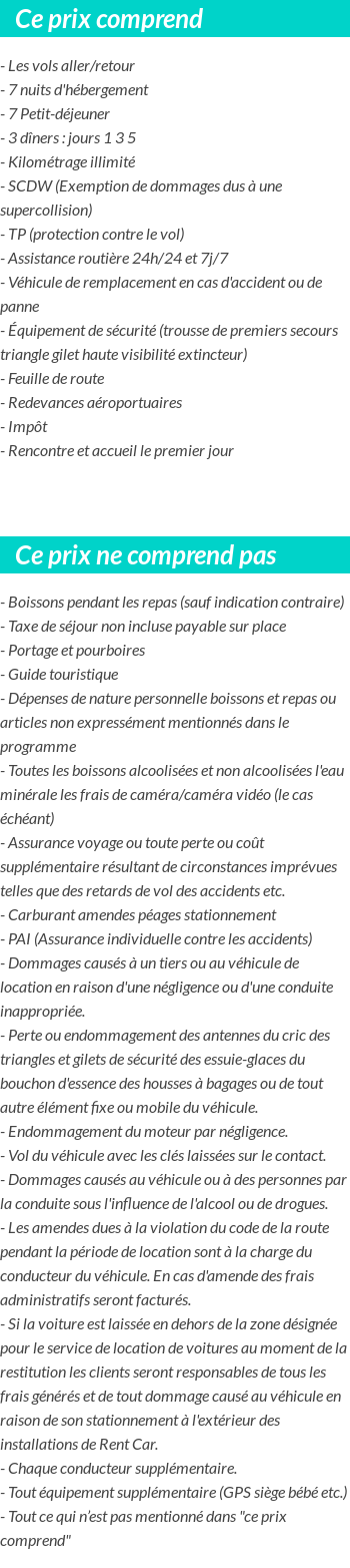 Conditions tarifaires