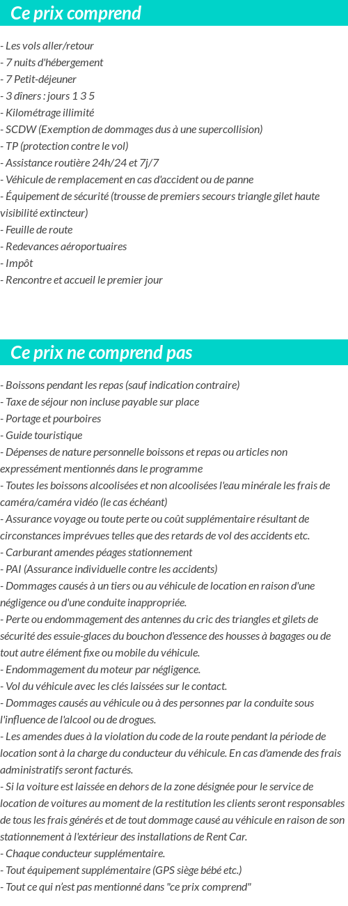 Conditions tarifaires