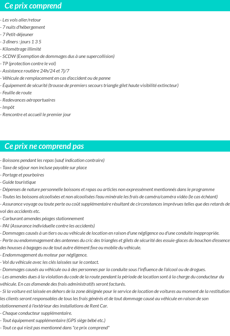 Conditions tarifaires