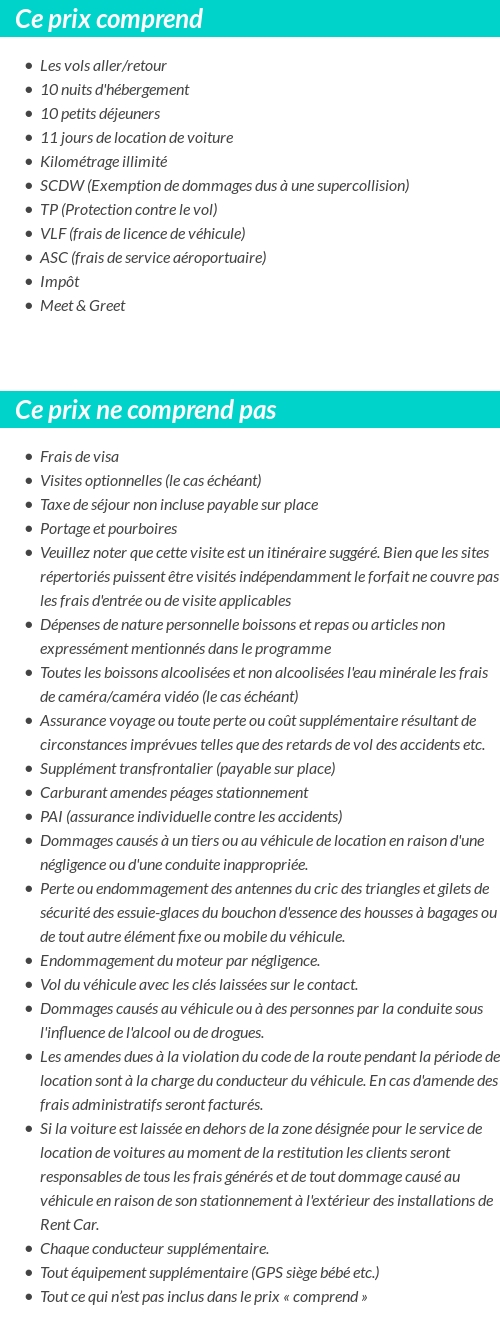 Conditions tarifaires