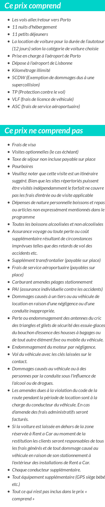 Conditions tarifaires