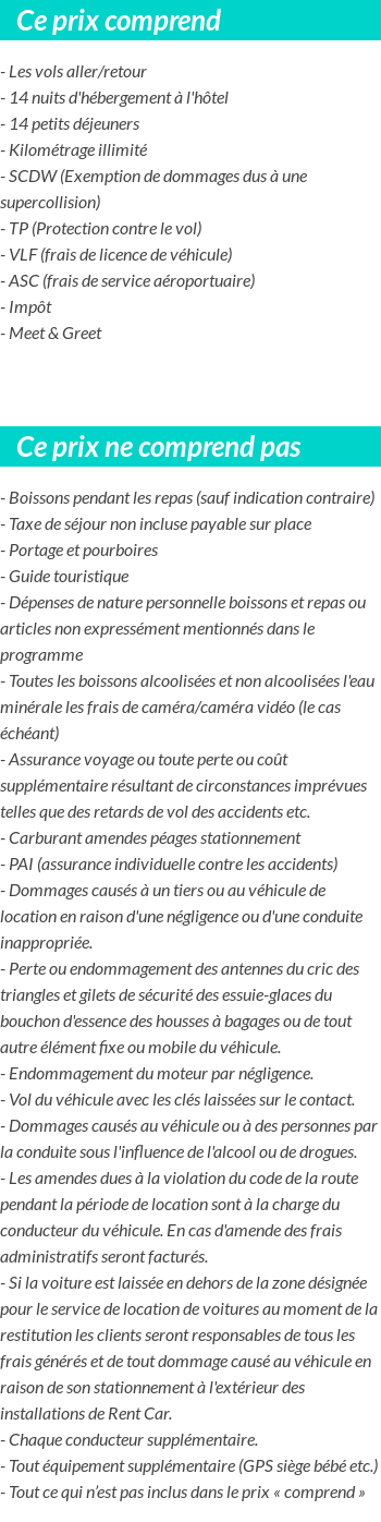 Conditions tarifaires