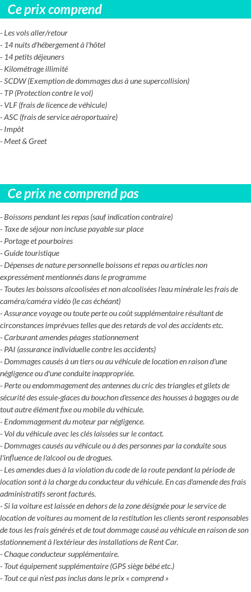 Conditions tarifaires