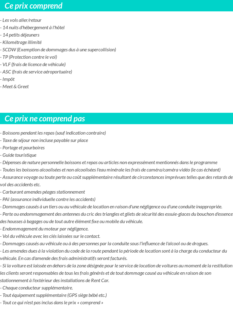 Conditions tarifaires