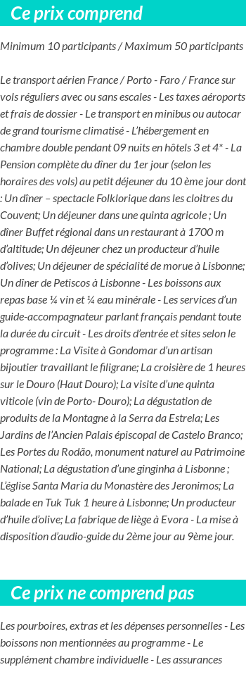 Conditions tarifaires