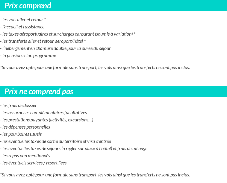 Conditions tarifaires