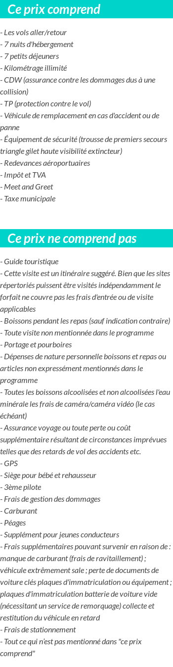 Conditions tarifaires