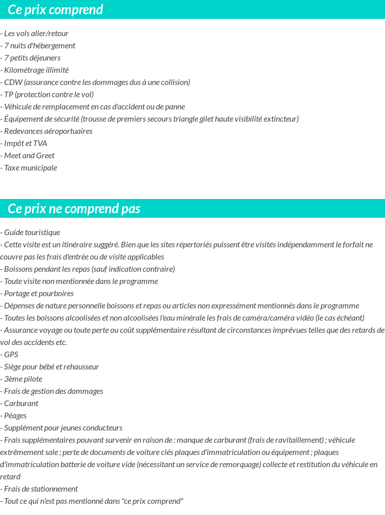Conditions tarifaires