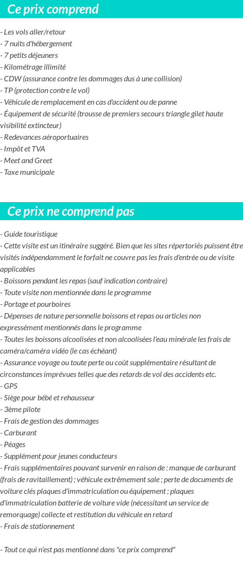 Conditions tarifaires