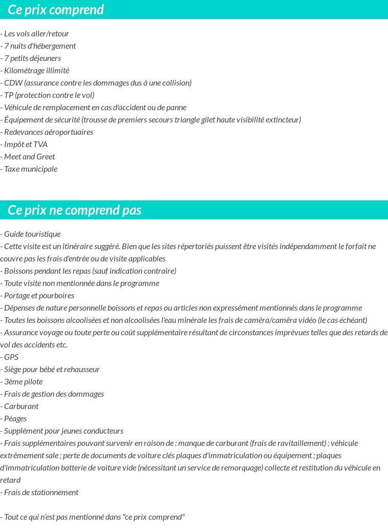 Conditions tarifaires