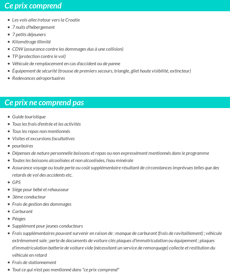 Conditions tarifaires